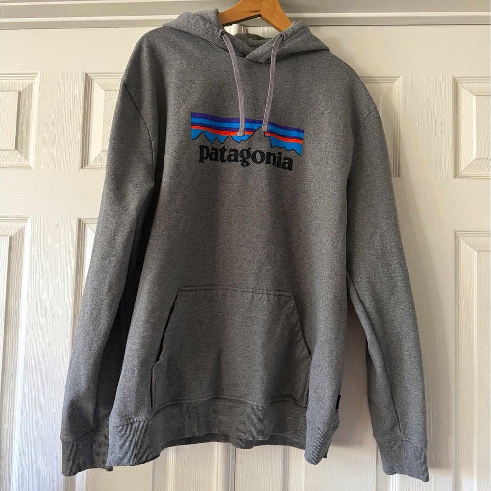 Patagonia Mens Uprisal Hoody XXL P-6 Logo Grey Pullover Sweatshirt Pocket